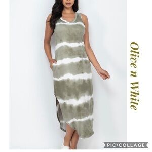Cute n Comfy. Olive Tie Dyed T-Shirt Dress